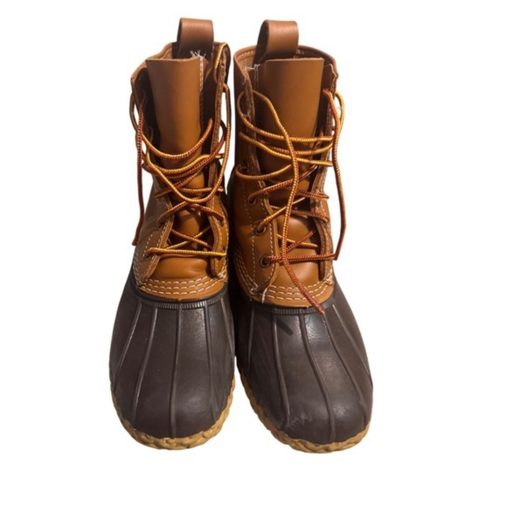 L.L. Bean Duck Boots Womens 8 Brown Tan Excellent 8" Waterproof Leather Made USA - Picture 7 of 10